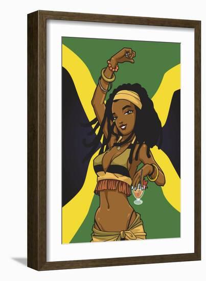 Jamaican Anime Girl-Harry Briggs-Framed Premium Giclee Print