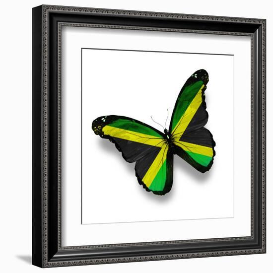 Jamaican Flag Butterfly, Isolated On White-suns_luck-Framed Art Print