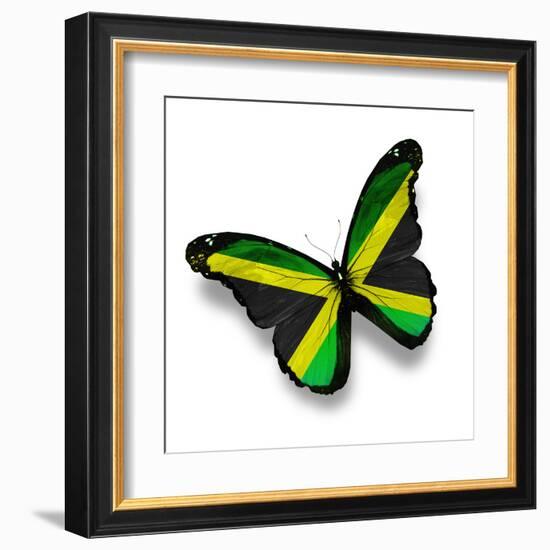 Jamaican Flag Butterfly, Isolated On White-suns_luck-Framed Art Print