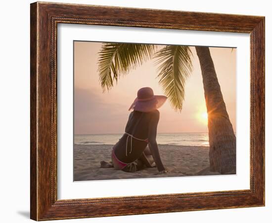 Jamaican Woman on Beach at Sunset, Negril, Jamaica, West Indies, Caribbean, Central America-Angelo Cavalli-Framed Photographic Print