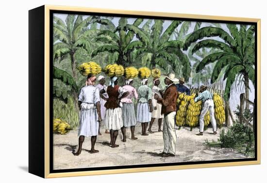 Jamaican Women Carrying Bananas to a Seaport, 1800s-null-Framed Premier Image Canvas