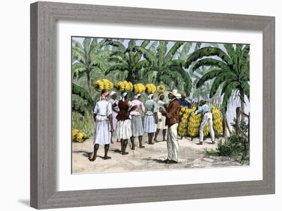 Jamaican Women Carrying Bananas to a Seaport, 1800s-null-Framed Giclee Print