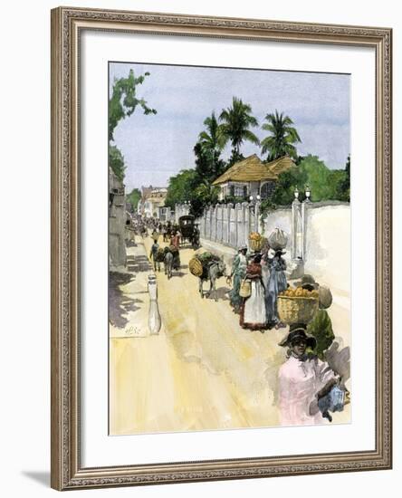 Jamaicans Bringing their Produce to Market, c.1890-null-Framed Giclee Print