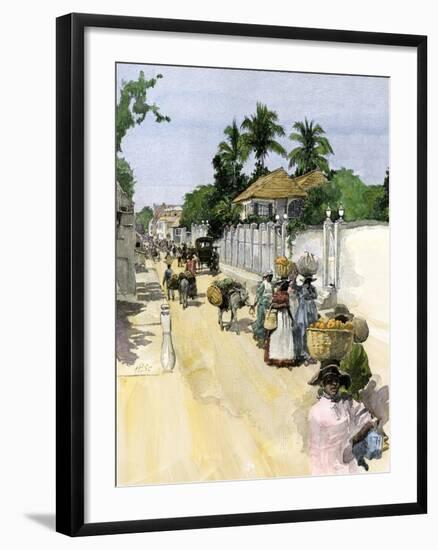 Jamaicans Bringing their Produce to Market, c.1890-null-Framed Giclee Print