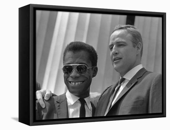 James Baldwin and Marlon Brando at the 1963 Civil Rights March, Aug. 28, 1963-null-Framed Stretched Canvas