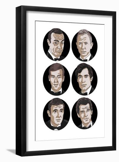 James Bond Actors-Claire Huntley-Framed Giclee Print