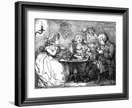 James Boswell, His Wife, and Dr Johnson at Tea in Edinburgh, 1773-Thomas Rowlandson-Framed Giclee Print