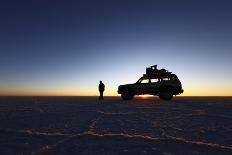 Toyota Land Cruiser Silhouetted Against Sunrise, Salar De Uyuni, Bolivia-James Brunker-Premier Image Canvas