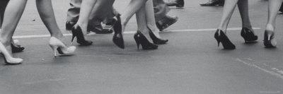 Women Walking on the Street in Spike Heeled Shoes-James Burke-Photographic Print