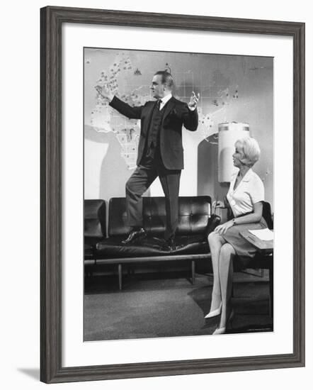 James Cagney and Lilo Pulver in One, Two, Three, a Film Directed by Billy Wilder-Gjon Mili-Framed Premium Photographic Print