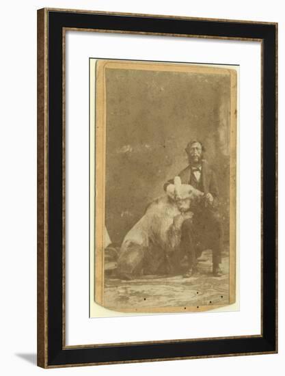 James Capen 'Grizzly' Adams (1807-60) Photographed with a Grizzly Bear-null-Framed Photographic Print