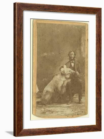 James Capen 'Grizzly' Adams (1807-60) Photographed with a Grizzly Bear-null-Framed Photographic Print