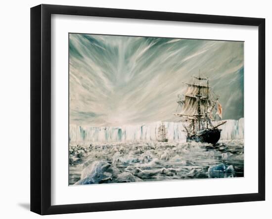 James Clark Ross discovers Antarctic Ice Shelf-Vincent Alexander Booth-Framed Giclee Print