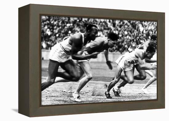 James Cleveland "Jesse" Owens, American Athlete at Departure of 100M Race at Olympic Games in 1936-null-Framed Stretched Canvas