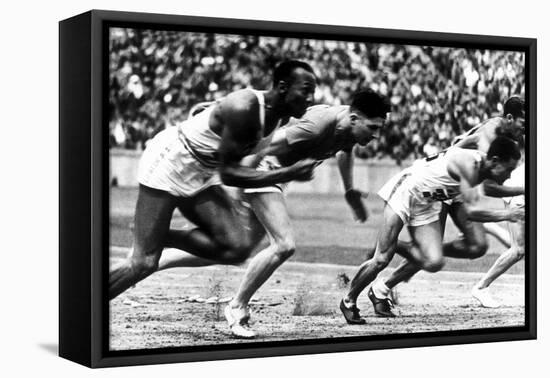 James Cleveland "Jesse" Owens, American Athlete at Departure of 100M Race at Olympic Games in 1936-null-Framed Stretched Canvas