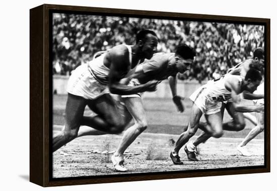 James Cleveland "Jesse" Owens, American Athlete at Departure of 100M Race at Olympic Games in 1936-null-Framed Stretched Canvas