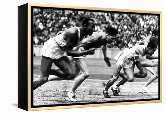 James Cleveland "Jesse" Owens, American Athlete at Departure of 100M Race at Olympic Games in 1936-null-Framed Stretched Canvas