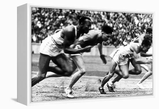 James Cleveland "Jesse" Owens, American Athlete at Departure of 100M Race at Olympic Games in 1936-null-Framed Stretched Canvas