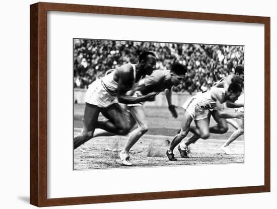 James Cleveland "Jesse" Owens, American Athlete at Departure of 100M Race at Olympic Games in 1936-null-Framed Photo