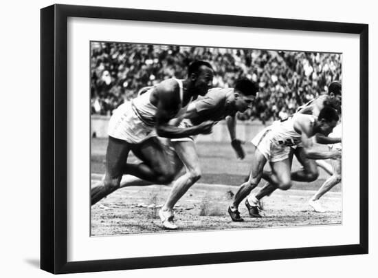 James Cleveland "Jesse" Owens, American Athlete at Departure of 100M Race at Olympic Games in 1936-null-Framed Photo