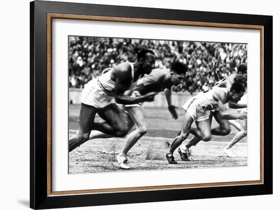 James Cleveland "Jesse" Owens, American Athlete at Departure of 100M Race at Olympic Games in 1936-null-Framed Photo