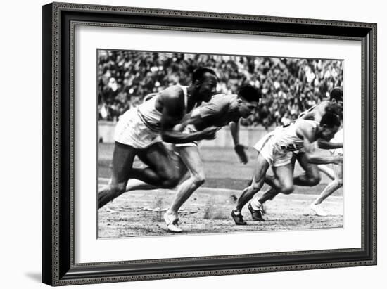 James Cleveland "Jesse" Owens, American Athlete at Departure of 100M Race at Olympic Games in 1936-null-Framed Photo