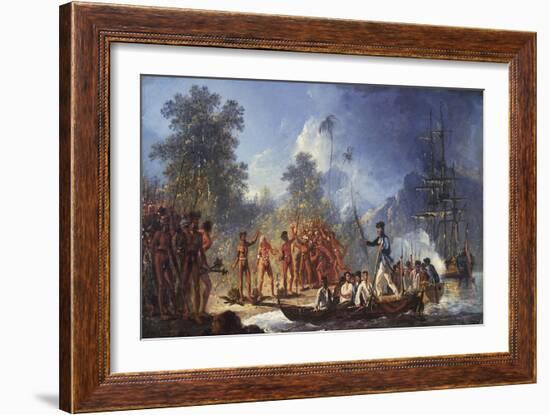 James Cook Disembarking on the Island of Tanna in New Hebrides-William Huggins-Framed Giclee Print