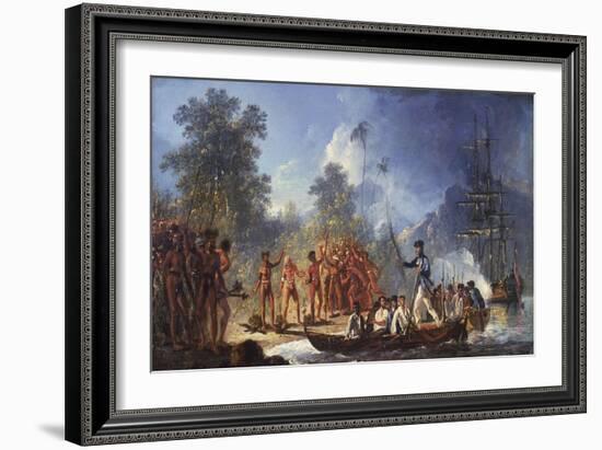 James Cook Disembarking on the Island of Tanna in New Hebrides-William Huggins-Framed Giclee Print