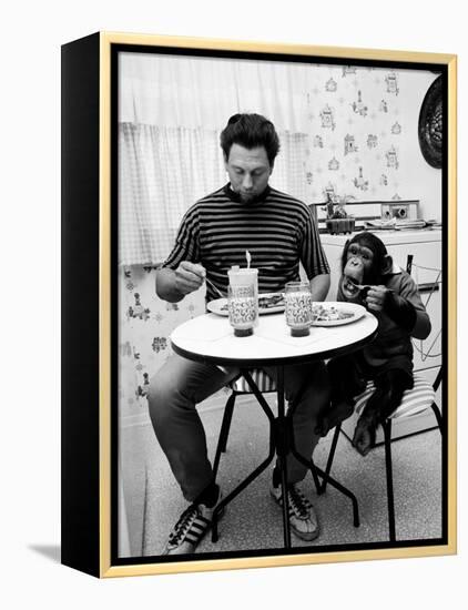 James Davis and His Pet Chimpanzee-Ralph Crane-Framed Premier Image Canvas