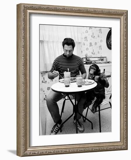 James Davis and His Pet Chimpanzee-Ralph Crane-Framed Photographic Print