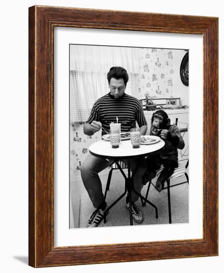 James Davis and His Pet Chimpanzee-Ralph Crane-Framed Photographic Print