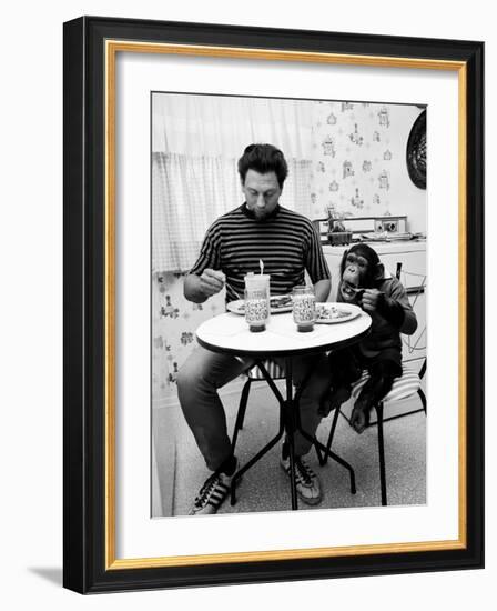 James Davis and His Pet Chimpanzee-Ralph Crane-Framed Photographic Print