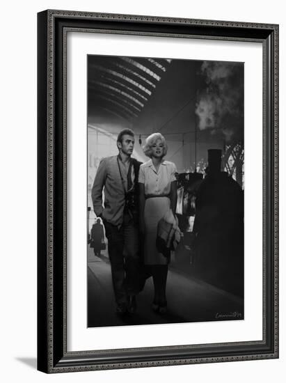 James Dean and Marilyn at the Station-Chris Consani-Framed Art Print