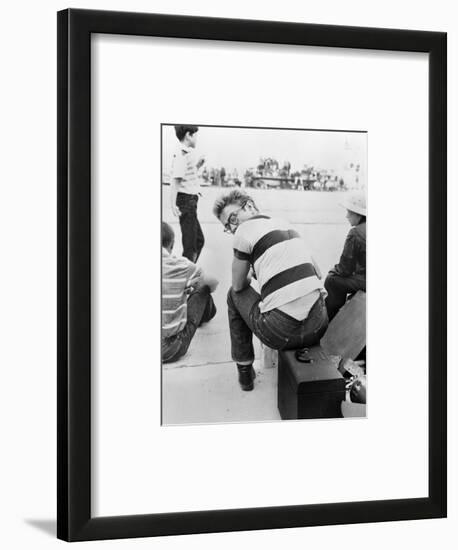 James Dean Looking Over Shoulder-Frank Worth-Framed Art Print