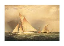 Puritan and Priscilla off Sandy Hook-James Edward Buttersworth-Mounted Art Print