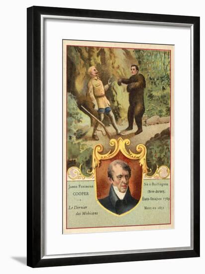 James Fenimore Cooper, American Novelist, and a Scene from Last of the Mohicans-null-Framed Giclee Print