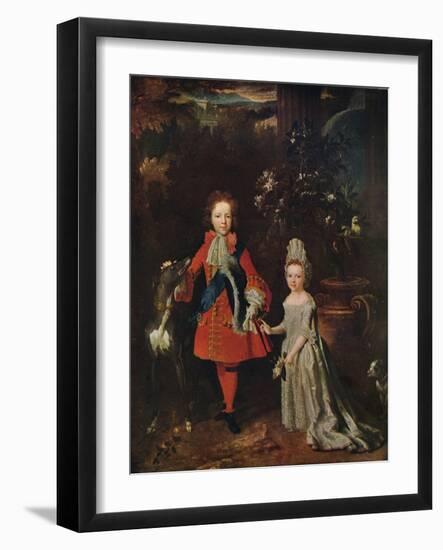 James Francis Edward Stuart (1688-1765), Louisa Maria Theresa Stuart (1692-1712), 1695, (1915)-Nicolas De Largilliere-Framed Giclee Print