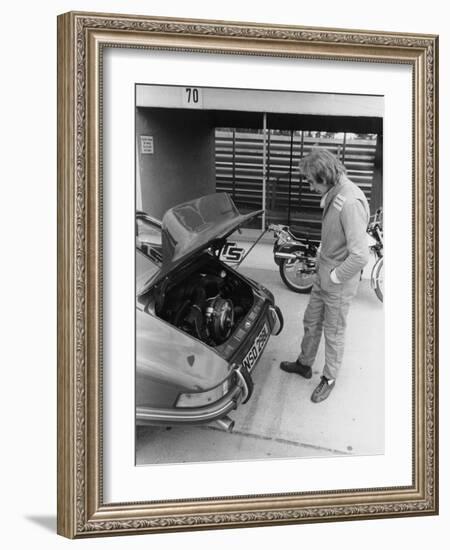 James Hunt with a Porsche, C1972-C1973-null-Framed Photographic Print