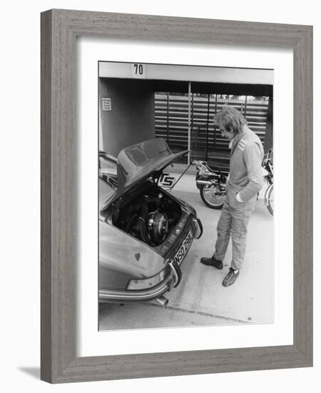 James Hunt with a Porsche, C1972-C1973-null-Framed Photographic Print