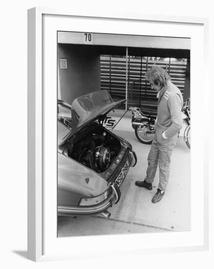 James Hunt with a Porsche, C1972-C1973-null-Framed Photographic Print