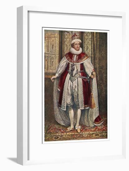 James I of England James VI of Scotland in State Robes Holding Orb and Sceptre-null-Framed Art Print