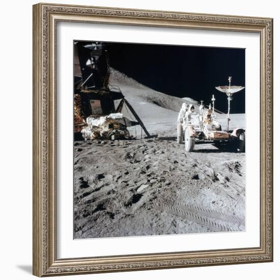 James Irwin (1930-199) with the Lunar Roving Vehicle During Apollo 15, 1971-null-Framed Photographic Print