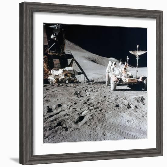 James Irwin (1930-199) with the Lunar Roving Vehicle During Apollo 15, 1971-null-Framed Photographic Print