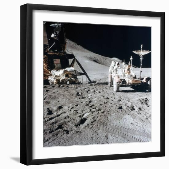 James Irwin (1930-199) with the Lunar Roving Vehicle During Apollo 15, 1971-null-Framed Photographic Print