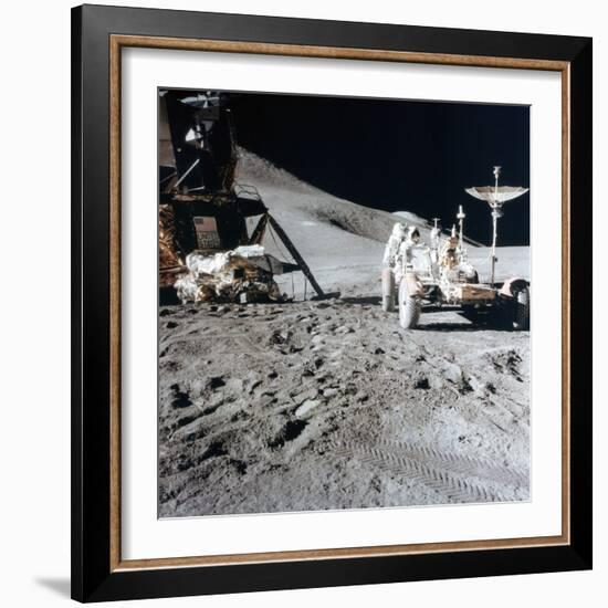 James Irwin (1930-199) with the Lunar Roving Vehicle During Apollo 15, 1971-null-Framed Photographic Print