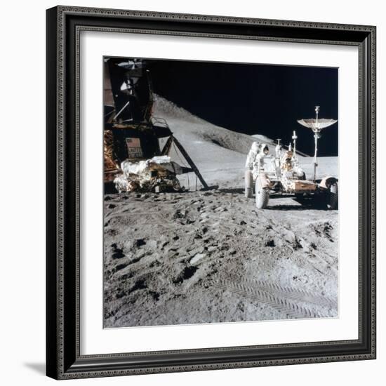 James Irwin (1930-199) with the Lunar Roving Vehicle During Apollo 15, 1971-null-Framed Photographic Print