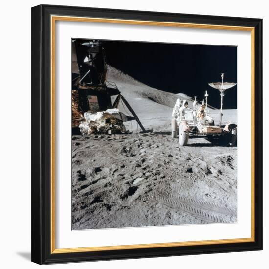 James Irwin (1930-199) with the Lunar Roving Vehicle During Apollo 15, 1971-null-Framed Photographic Print