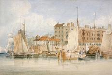 View of Billingsgate Wharf and Market with Vessels and People, City of London, 1824-James Lambert-Framed Giclee Print