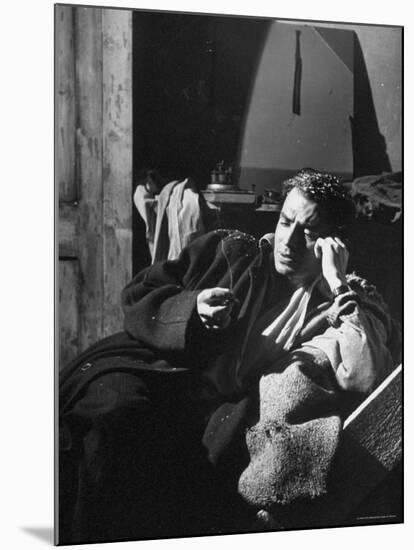 James Mason Sitting on Set of the Movie Odd Man Out-Ian Smith-Mounted Premium Photographic Print
