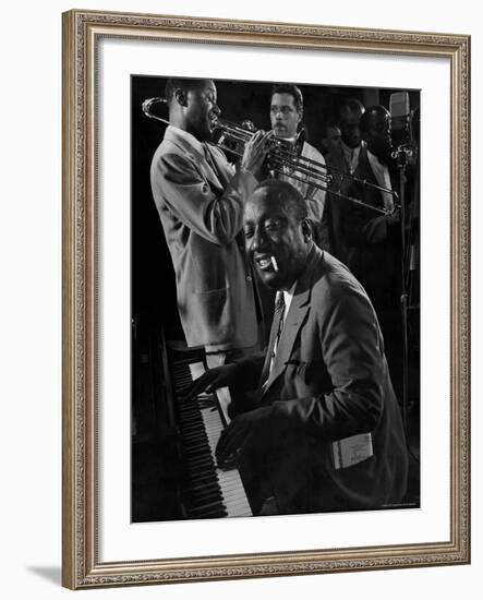 James P. Johnson, Wilbur de Paris and Others at Jam Session-Gjon Mili-Framed Premium Photographic Print